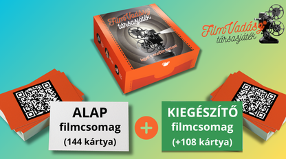 Filmvadász társasjáték - KLASSZIKUS Csomag (Alap csomag 144 filmkártya + 108 kiegészítő filmkártya)