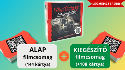 Filmvadász társasjáték - KLASSZIKUS Csomag (Alap csomag 144 filmkártya + 108 zöld kiegészítő filmkártya)